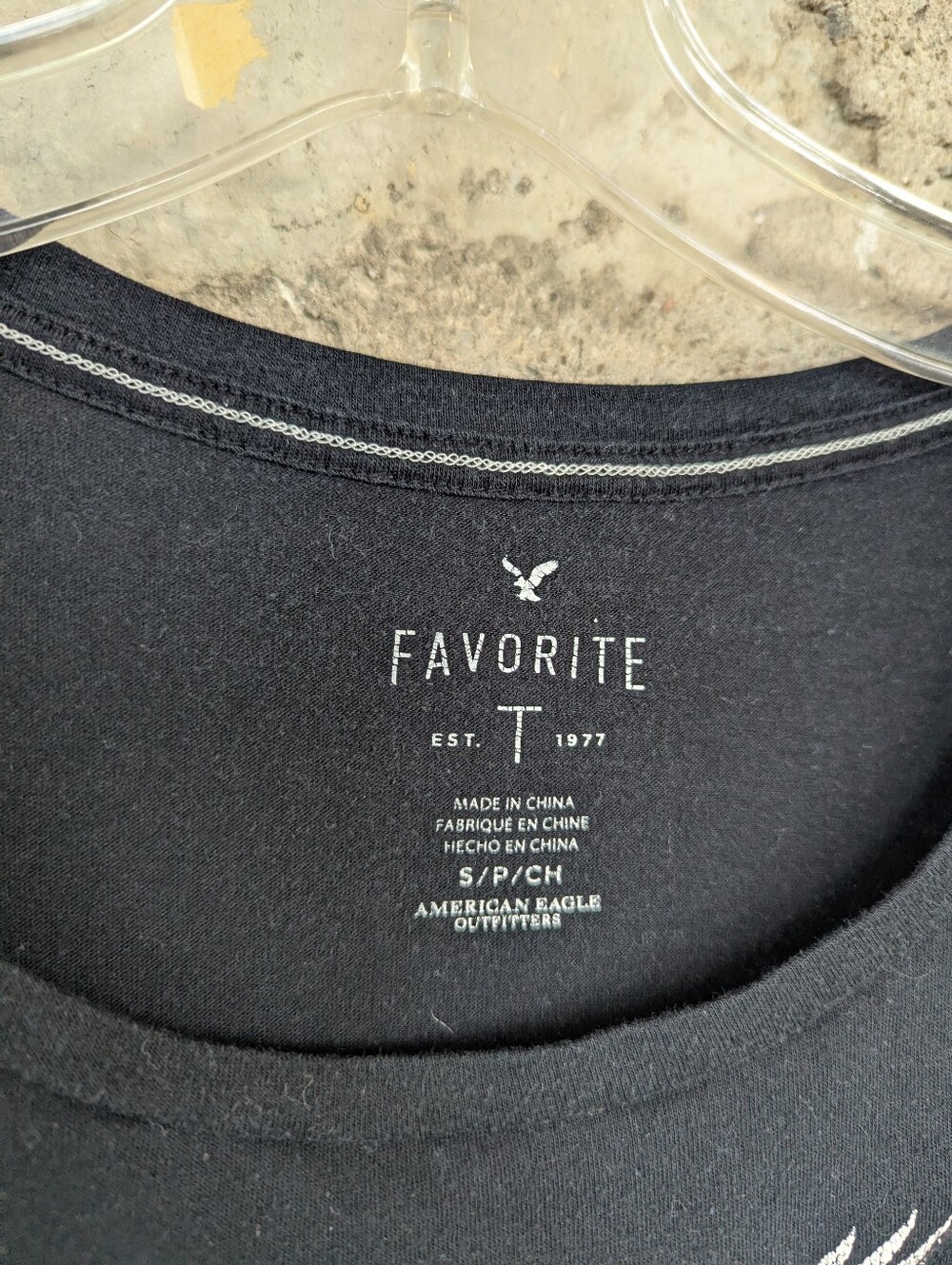 Vintage American Eagle Outfitters Black Tee with Silver Eagle Logo - Picture 2 of 3